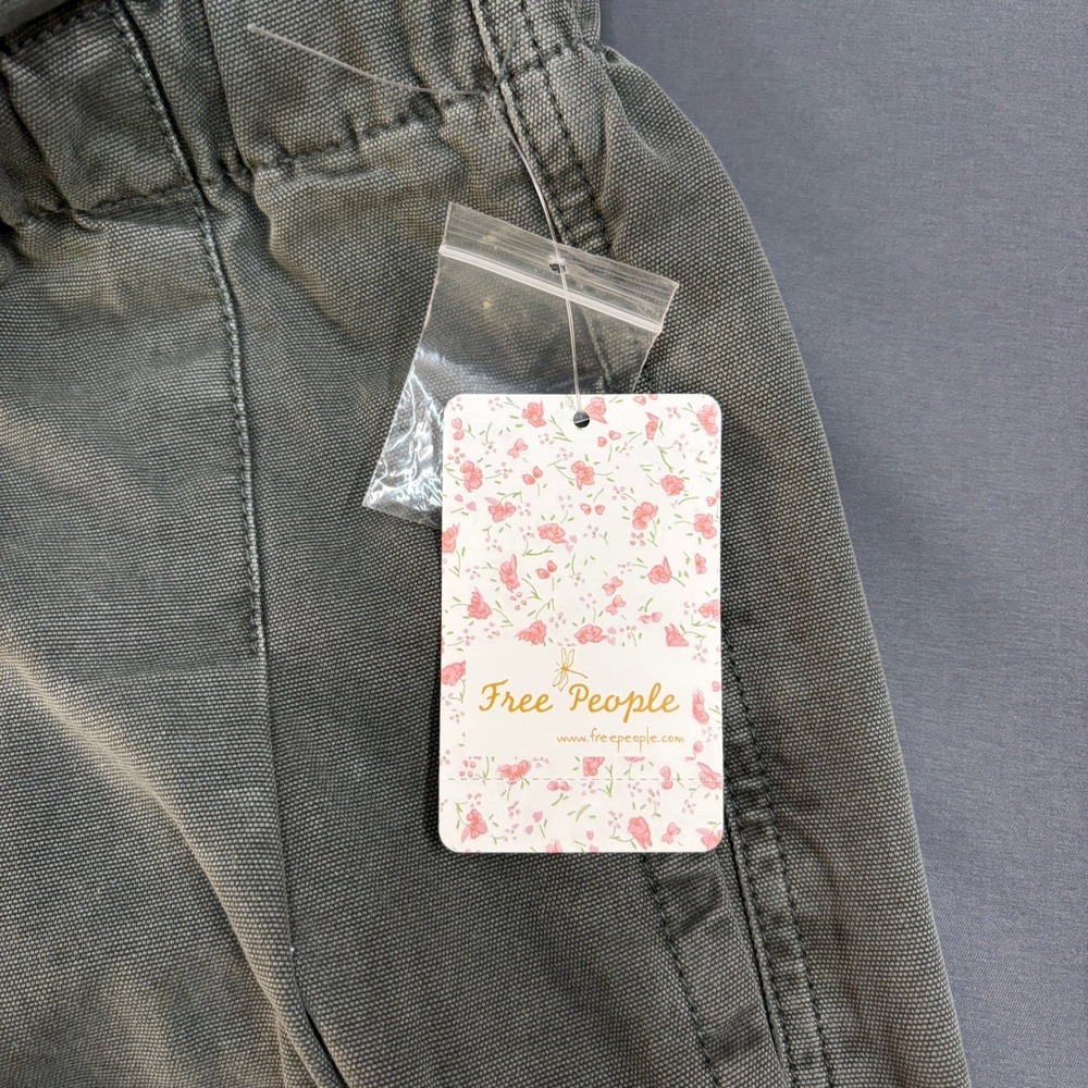 Free People Sugar Kelp Paperbag Waist Pants Olive Green OB934529 Size Large NWT - Picture 8 of 12